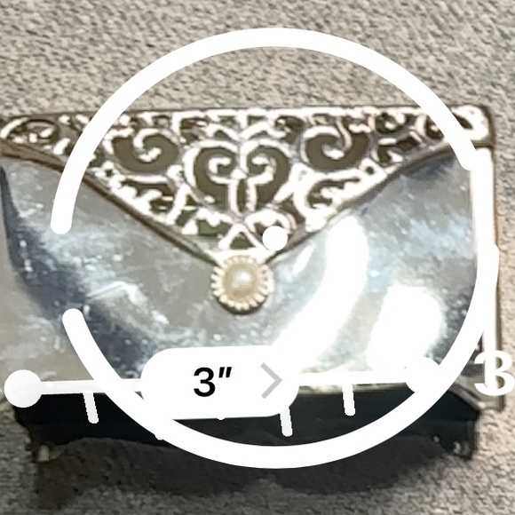VTG 90s Silver Keepsake Box Velvety lining Pearl Accent on Lid Things Remembered - Picture 8 of 9